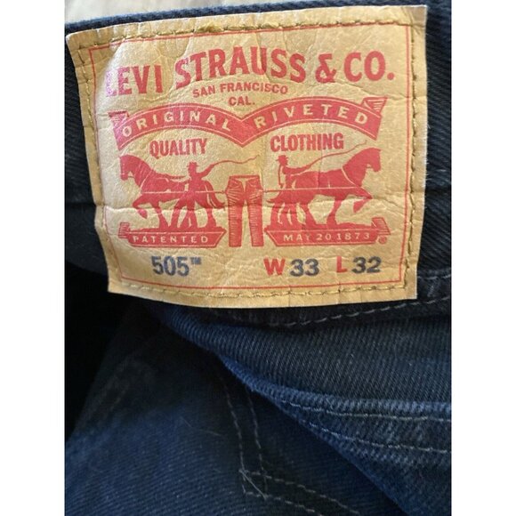 Levis 505 Jeans Men 33x32 (32x39*) Black Denim Straight Leg Cotton Zip READ - Picture 3 of 16